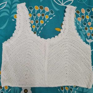 White Knit Crop Top