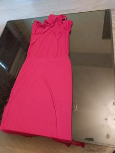 ***Reduced Price-Red full length halter  back less dress