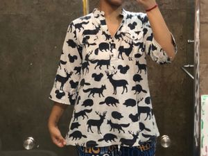 Kurti Animal Print Double Pockets