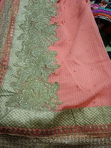 Peach And Gold Saree Without Blouse