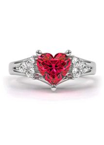 HALL MARK SILVER RED HEART RING