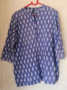Navy Blue Color Kurti With Stand Colar