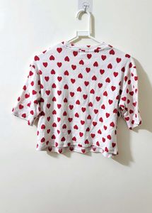 Koren Style Heart Shape White Crop Top