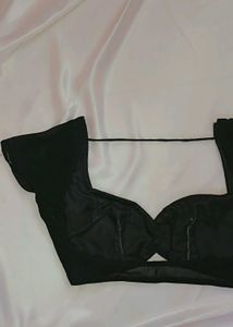 Non Padded Georgette Sheer Mesh Front Hook Blouse