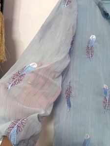Feather Print Sheer Blouse