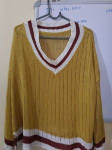 Striped V-Neck Oversized Sweater