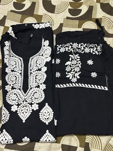 Elegant Black chikankari Kurta Set