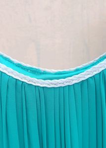 Strappy Grecian Blue-Green Pleated Gown