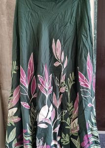 Olive Green Skirt With Floral Design XL