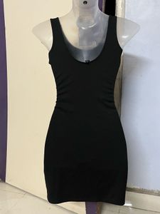 Black Mini Dress with Button Detail