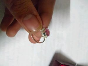 Pink Stone Silver Ring