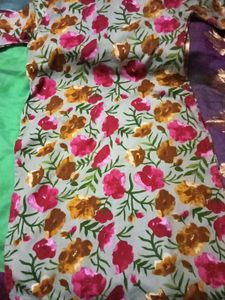 GentlyUsed RaniPinkFloral Print Jute kurti+Bottom