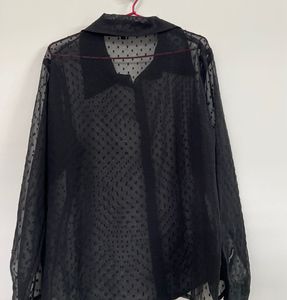 Sheer Black Button-Down Top