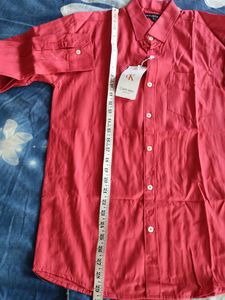 Mens Cotton Shirt L(Red)