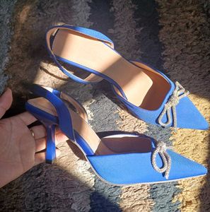 Blue Suede Slingback Heels
