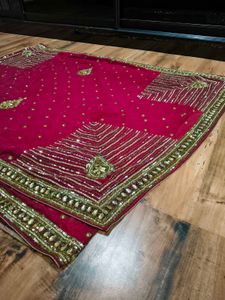 maroon heavy handwork  Beaded Saree