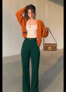 Stylish Green Flare Leg Pants