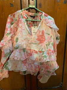 Zara Floral Ruffle Blouse