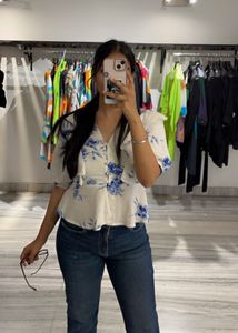 White Peplum Top
