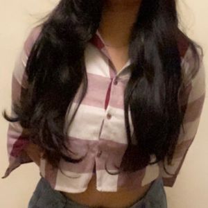 beautiful Maroon n white crop shirt