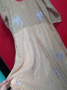 Cream Long Ethnic Gown