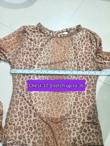 Leopard Print Mesh Bodysuit Free Size M,L
