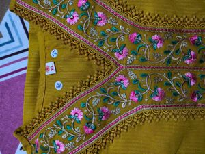 Embroidered Mustard Yellow Kurti