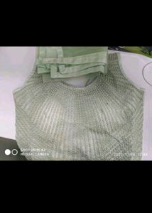 Pastel Green Lahenga Choli Sleevs Attached