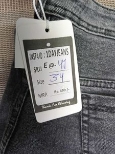 E@41 Waist Size 34 Cargo Denim Jeans For Ladies