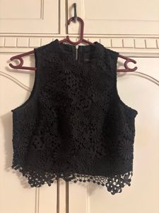 Forever New Black Lace Crop Top