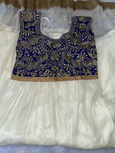 White and blue Net Dress