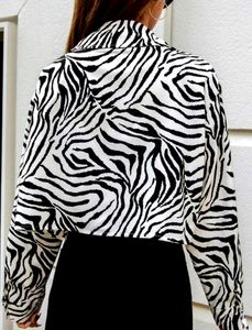 ZARA Women Zebra Print Crop Shirt