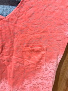 Coral V-Neck Tee