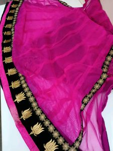 Embroidered Black &amp; Pink Sarara