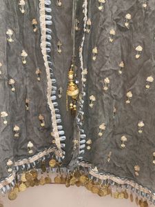 ready made choli and skirt with shrug (dark grey)