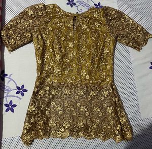Gold Floral Lace Top