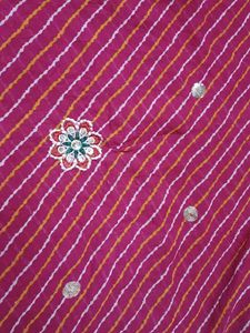 Bandhej Saree - Pink &amp; Blue