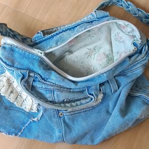Y2K Denim Bag With Lace