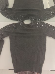 Gray Embellished Long Sleeve Top
