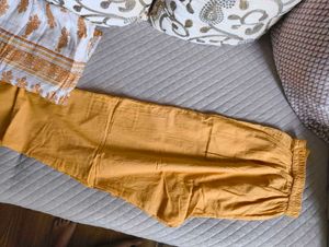 Orange Cotton Kurti Set