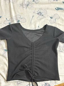 Black Cinched Crop Top
