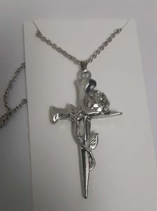 Vintage Rose Cross Necklace