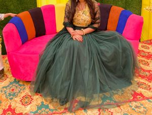 Green & Gold Embroidered Anarkali