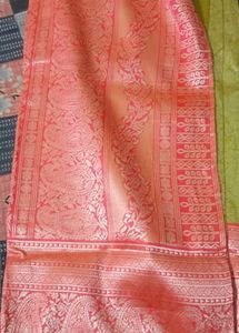 Green With Pinkish Red Saree