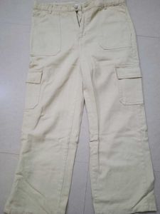 Beige Cargo Jeans