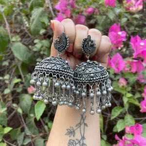Oxidized Jhumka Earrings