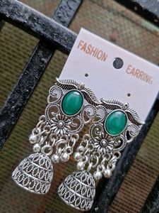 Silver Jhumka Earrings with Pearls