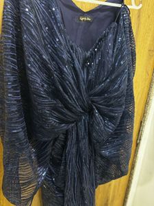 Elegant Blue Sequin Party Dress