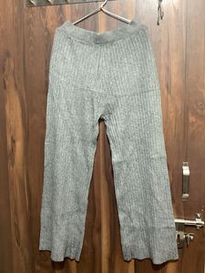 Gray Knit Wide Leg Pants