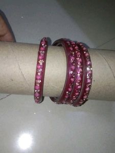 Sparkly Pink Bangles - Set of 4